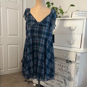 Wild Fable Blue Plaid Mini Dress